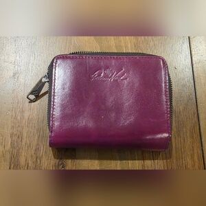 Patricia Nash Gialla Purple Leather Zip Around Wallet Embossed Logo NWOT